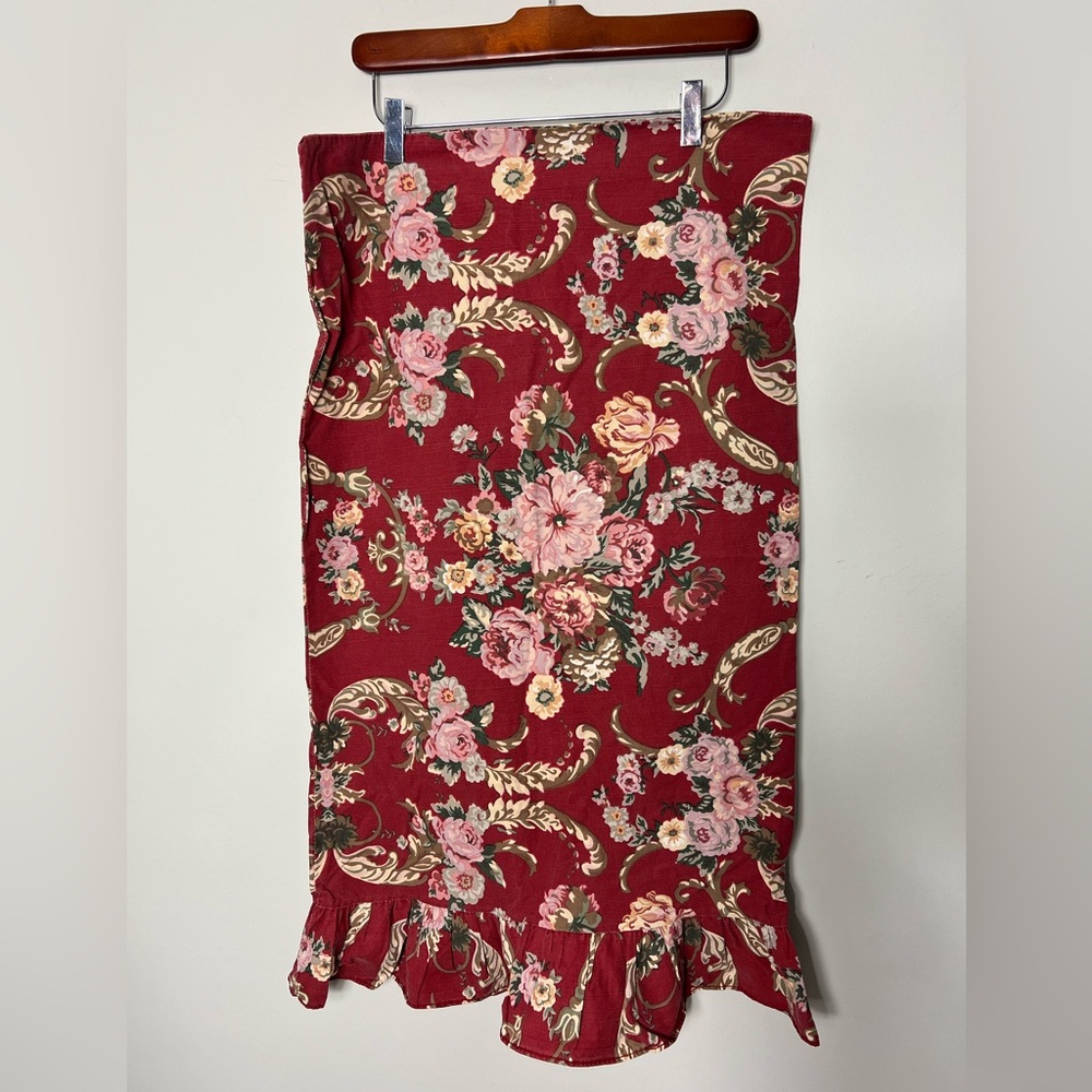 Vintage Ralph Lauren 100% Cotton Pillowcase Ruffle Trim Red Floral Rose